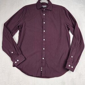 Michael Kors Men's Burgundy Button Down Shirt Size Medium Slim Fit Patterned‎